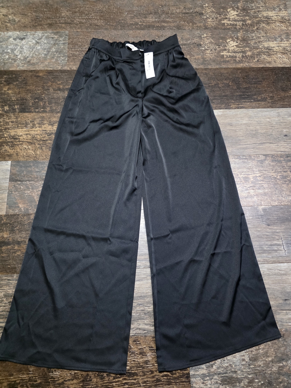 Black Wide-Leg Drawstring Pants